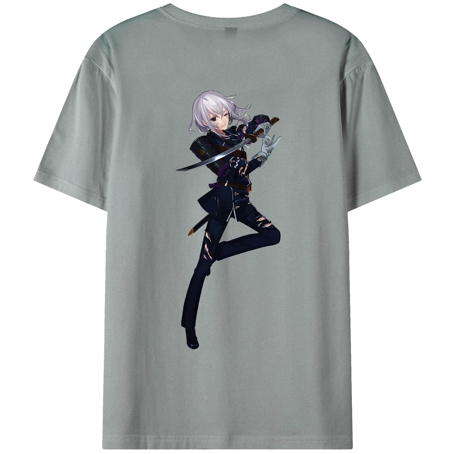（画像用） 刀剣乱舞 Touken Ranbu 綿100％ メンズ半袖Tシャツ（バックプリント） 通気性